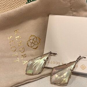 Kendra Scott silver mother of pearl earrings.